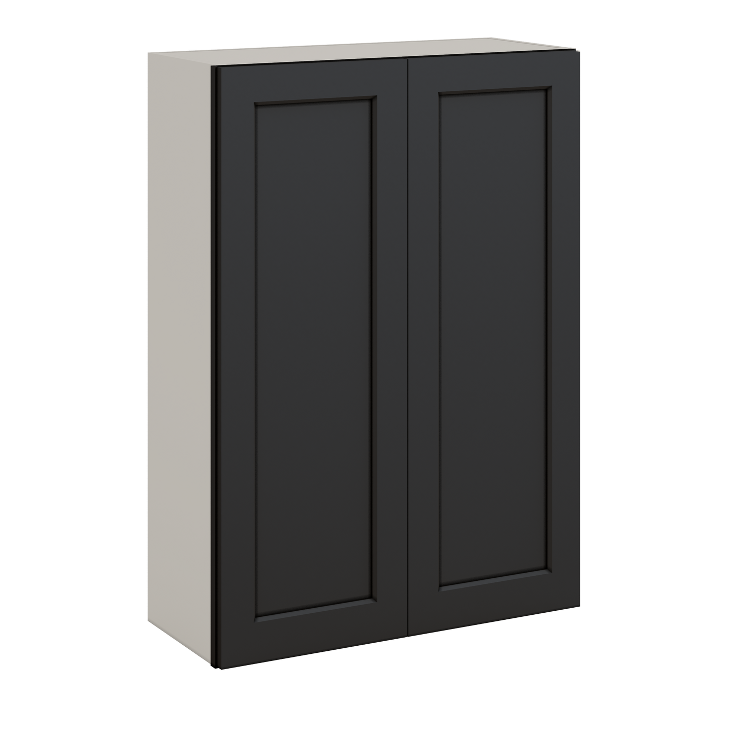 42" Tall Wall Cabinet 15HNS Hermosa Noir Black Shaker 1-1/4" Overlay - Double Door 24", 27", 30", 33", 36"