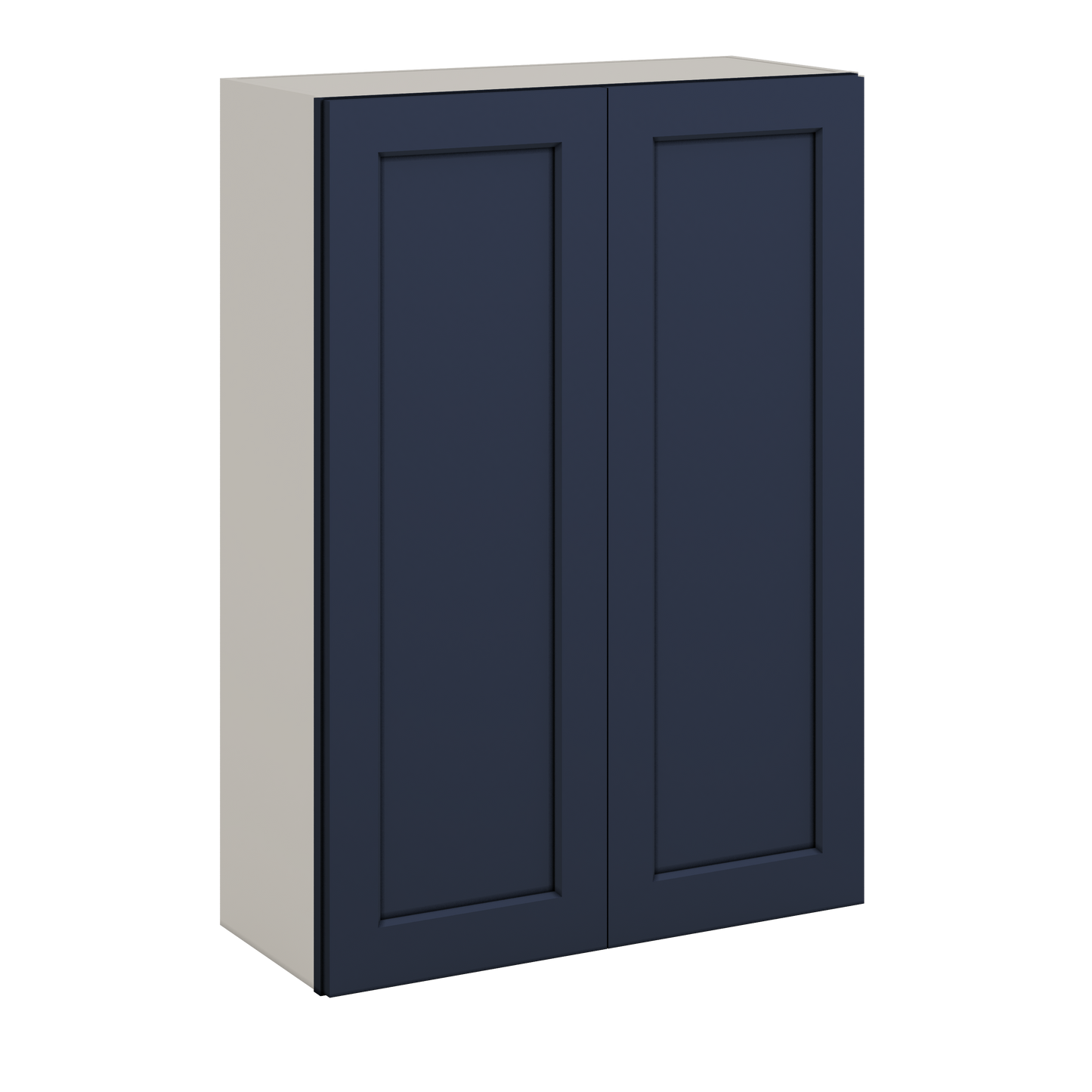 42" Tall NB29- Naval Blue Shaker 1-1/4" Overlay Wall Cabinet - Double Door 24", 27", 30", 33", 36"