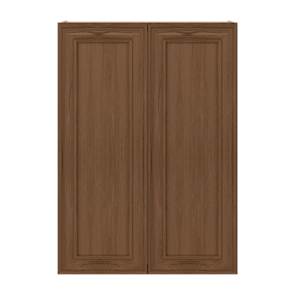 42" Tall Double Door 24", 27", 30", 33" & 36" Wide Elegant Craftsman Mocha Shaker Wall Cabinet