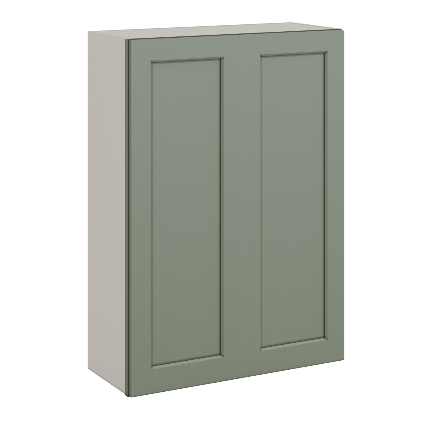 42" Tall Double Door 24", 27", 30", 33", 36" Sage Green Shaker 1-1/4" Overlay Wall Cabinet -