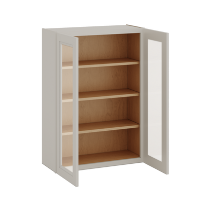 42" Tall 27LGDS Laguna Gray Double Shaker Glass Ready Wall Cabinet - Double Door 24", 27", 30", 33", 36"