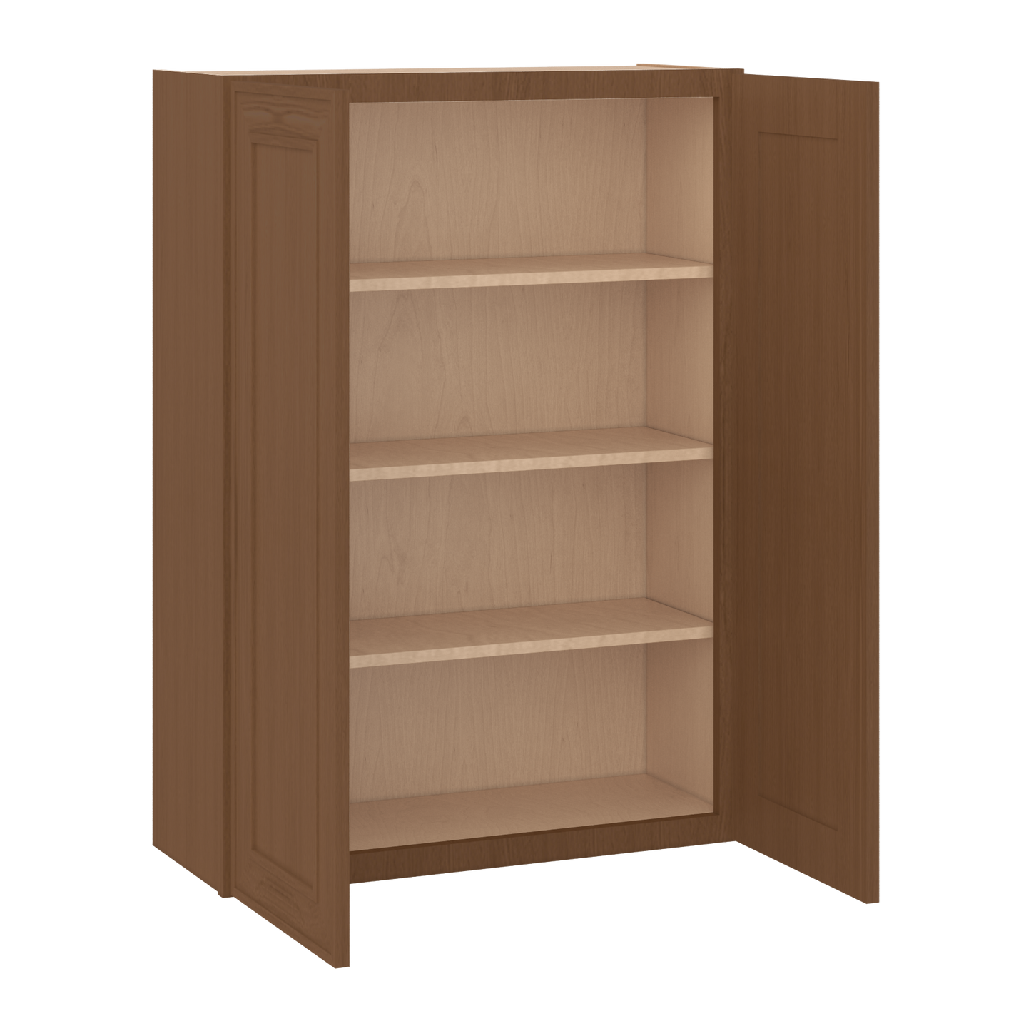 42" Tall Double Door 24", 27", 30", 33" & 36" Wide Elegant Craftsman Mocha Shaker Wall Cabinet
