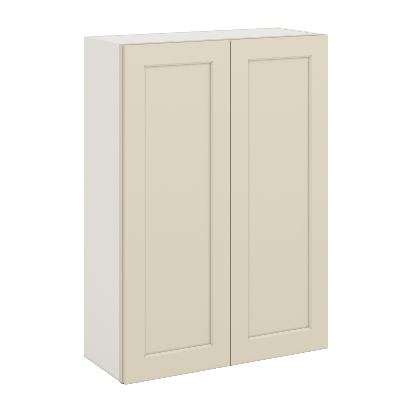 42" Tall Manhattan Cream Shaker 1-1/4" Overlay Wall Cabinet - Double Door 24", 27", 30", 33", 36"