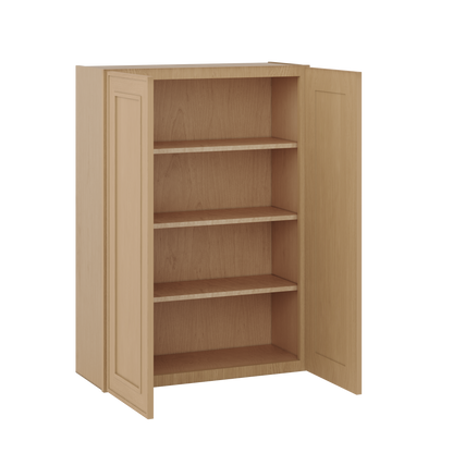 42" Tall Double Door 24", 27", 30", 33" & 36" Wide Elegant Oak Shaker Wall Cabinet