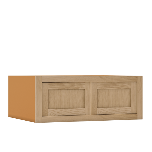 12" Tall Inset Oak Shaker Wall Cabinet - Double Door 24" to 36" Wide - Special Order