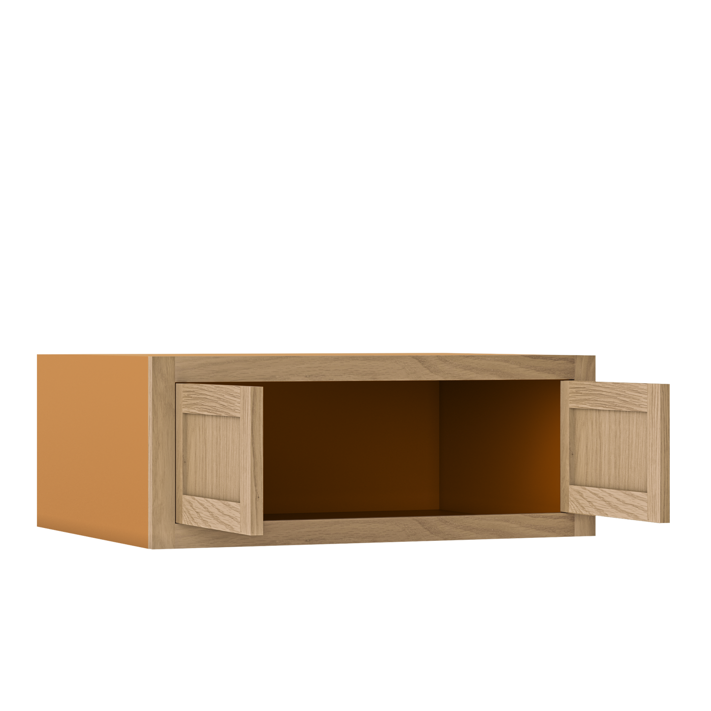 12" Tall Inset Oak Shaker Wall Cabinet - Double Door 24" to 36" Wide - Special Order