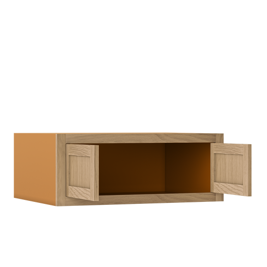 12" Tall Inset Oak Shaker Wall Cabinet - Double Door 24" to 36" Wide - Special Order