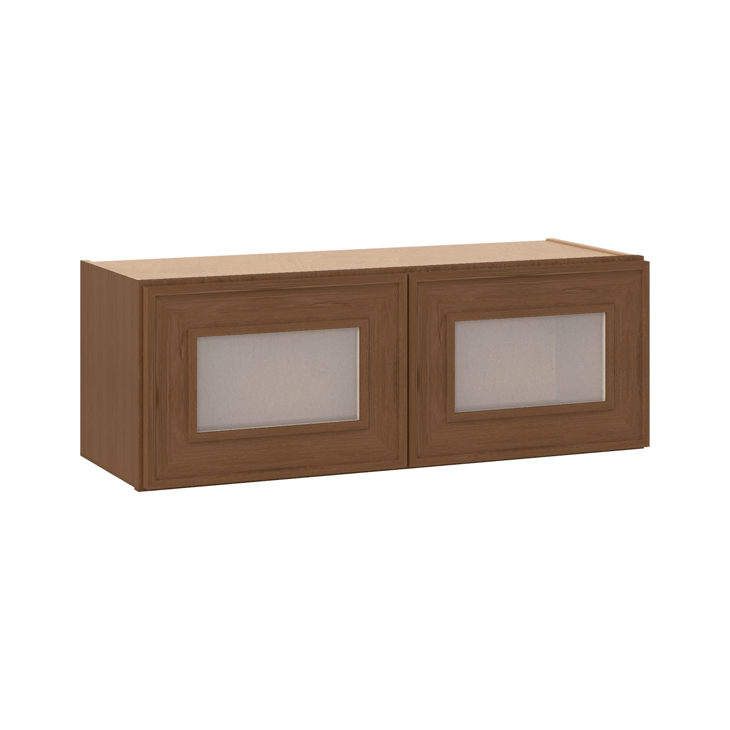 12" Tall 12" Deep - 12", 15", 18", 21", 24", 27", 30", 33" & 36" Wide Glass Door Stacker | Wall Mocha Elegant Oak Craftsman Shaker 1-1/4" Overlay Wall Cabinet