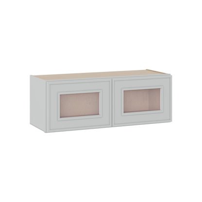 12" Tall 12" Deep Glass Door Stacker | Wall White Elegant Oak Craftsman Shaker 1-1/4" Overlay Wall Cabinet -  12", 15", 18", 21", 24", 27", 30", 33" & 36" Wide