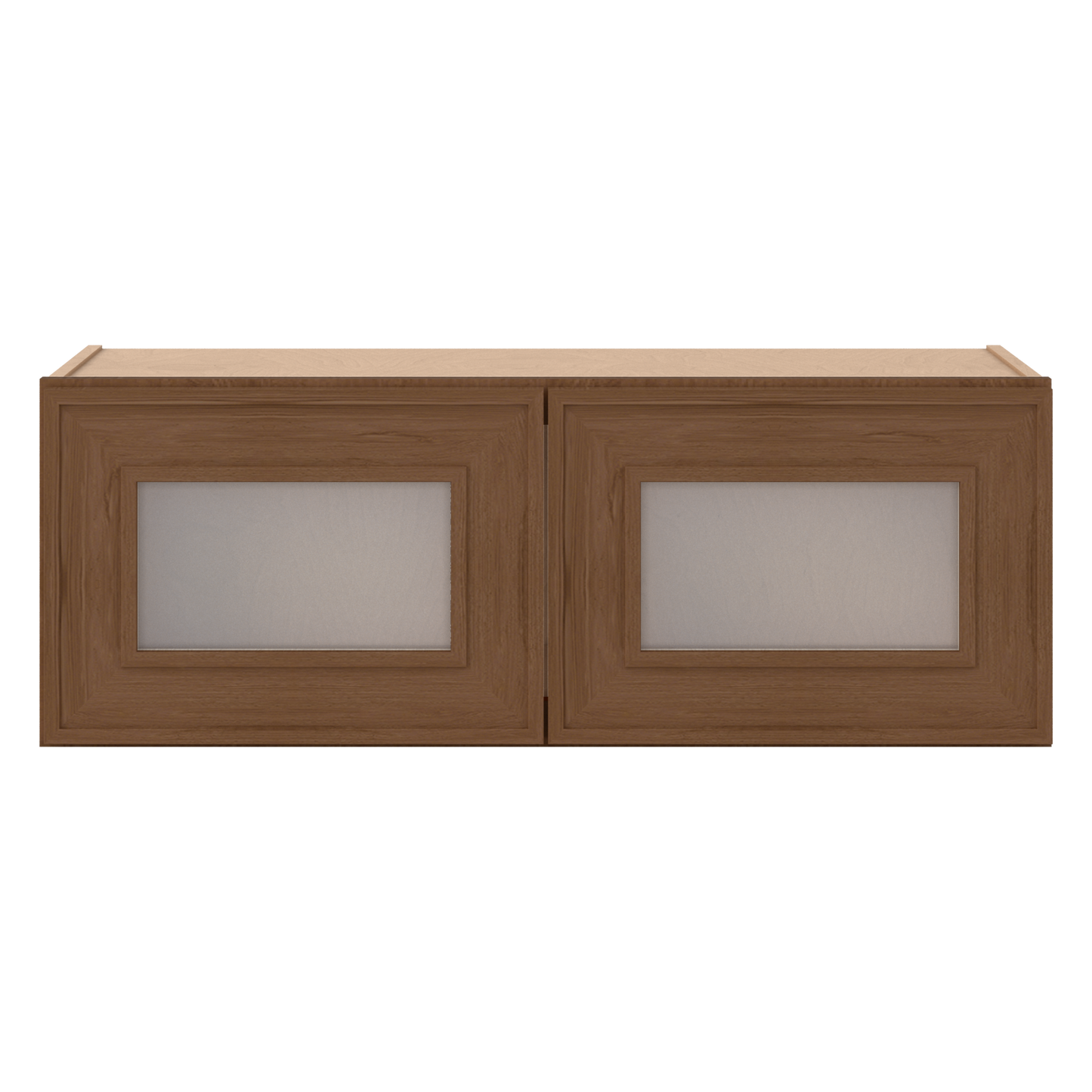 12" Tall 12" Deep - 12", 15", 18", 21", 24", 27", 30", 33" & 36" Wide Glass Door Stacker | Wall Mocha Elegant Oak Craftsman Shaker 1-1/4" Overlay Wall Cabinet