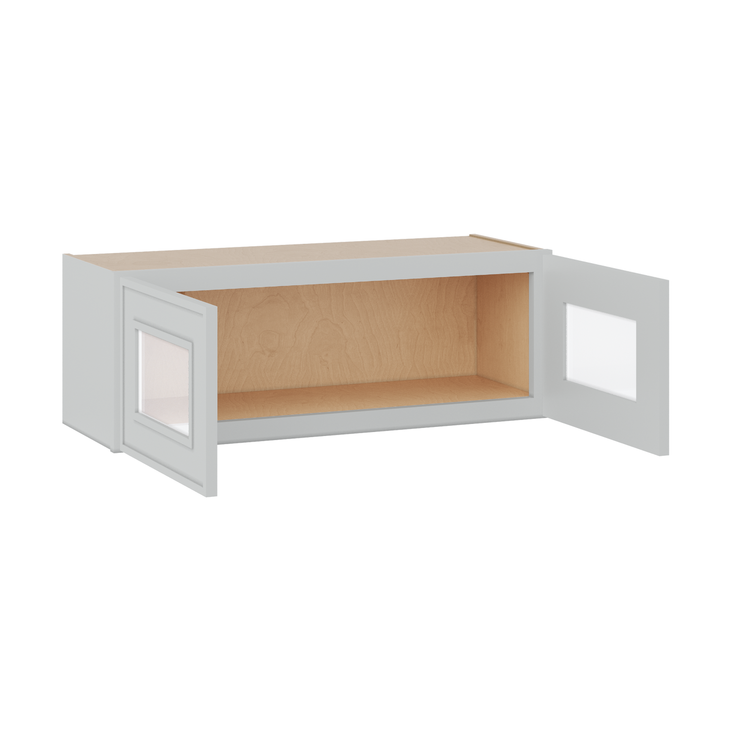 12" Tall 12" Deep Glass Door Stacker | Wall White Elegant Oak Craftsman Shaker 1-1/4" Overlay Wall Cabinet -  12", 15", 18", 21", 24", 27", 30", 33" & 36" Wide