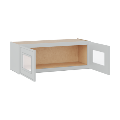 12" Tall 12" Deep Glass Door Stacker | Wall White Elegant Oak Craftsman Shaker 1-1/4" Overlay Wall Cabinet -  12", 15", 18", 21", 24", 27", 30", 33" & 36" Wide