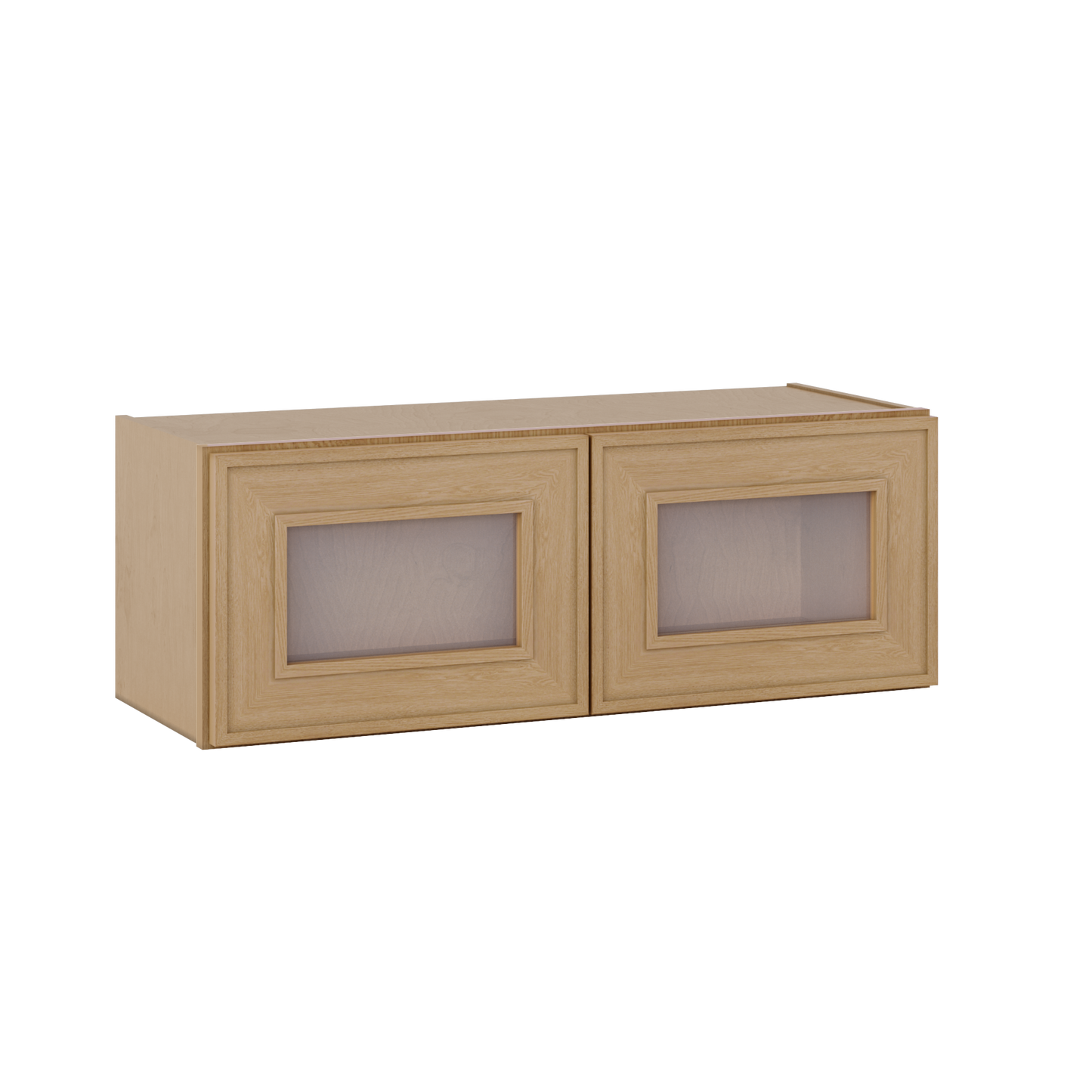 12" Tall 12" Deep Glass Door Stacker | Wall Elegant Oak Craftsman Shaker 1-1/4" Overlay Wall Cabinet -  12", 15", 18", 21", 24", 27", 30", 33" & 36" Wide
