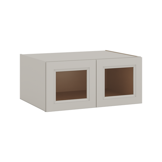 33" Wide Bridge 27LGDS Laguna Gray Double Shaker Glass Ready Wall Cabinet - Double Door 15" Tall - 24" Deep