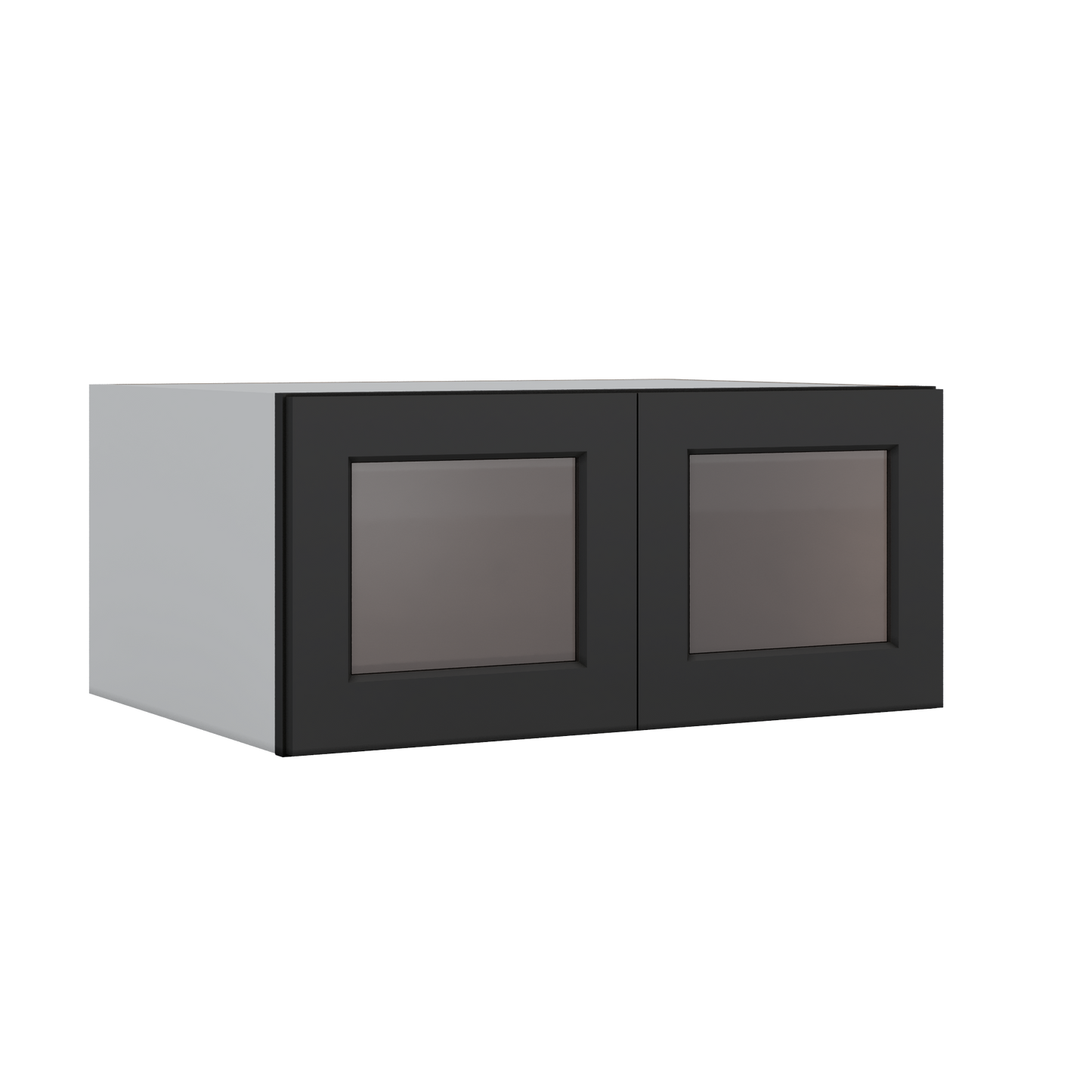 33" Wide Bridge 15HNS Hermosa Noir Black Shaker 1-1/4" Overlay Glass Ready Wall Cabinet - Double Door 15" Tall - 24" Deep