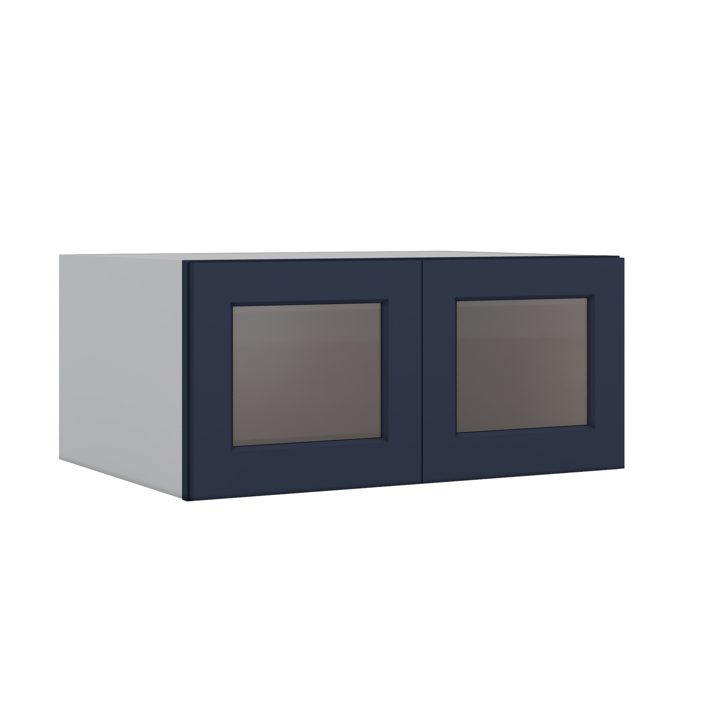 33" Wide Bridge NB29 Naval Blue Shaker 1-1/4" Overlay Glass Ready Wall Cabinet - Double Door 15" Tall - 24" Deep
