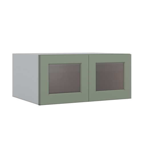 Sage Green cabinet glass ready on a 33 wide 24 deep 12 15 18 21 24