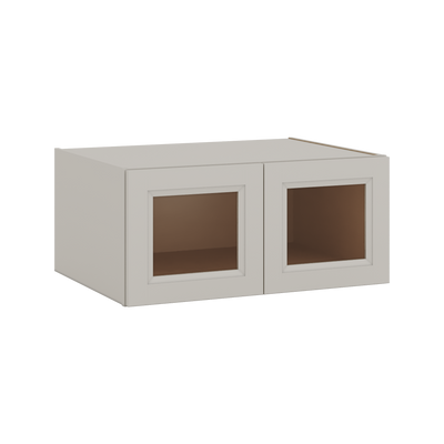 33" Wide Bridge 27LGDS Laguna Gray Double Shaker Glass Ready Wall Cabinet - Double Door 15" Tall - 24" Deep