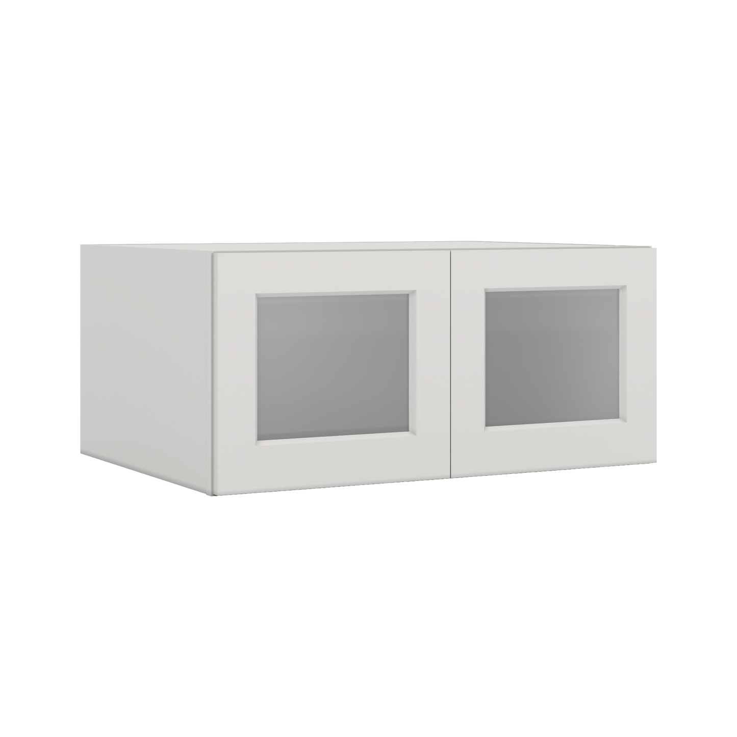 33" Wide Bridge 2WS White Shaker 1-1/4" Overlay Glass Ready Wall Cabinet - Double Door 15" Tall - 24" Deep