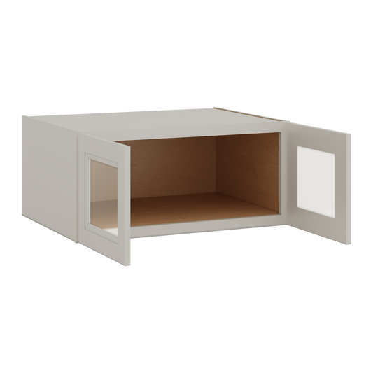 33" Wide Bridge 27LGDS Laguna Gray Double Shaker Glass Ready Wall Cabinet - Double Door 15" Tall - 24" Deep