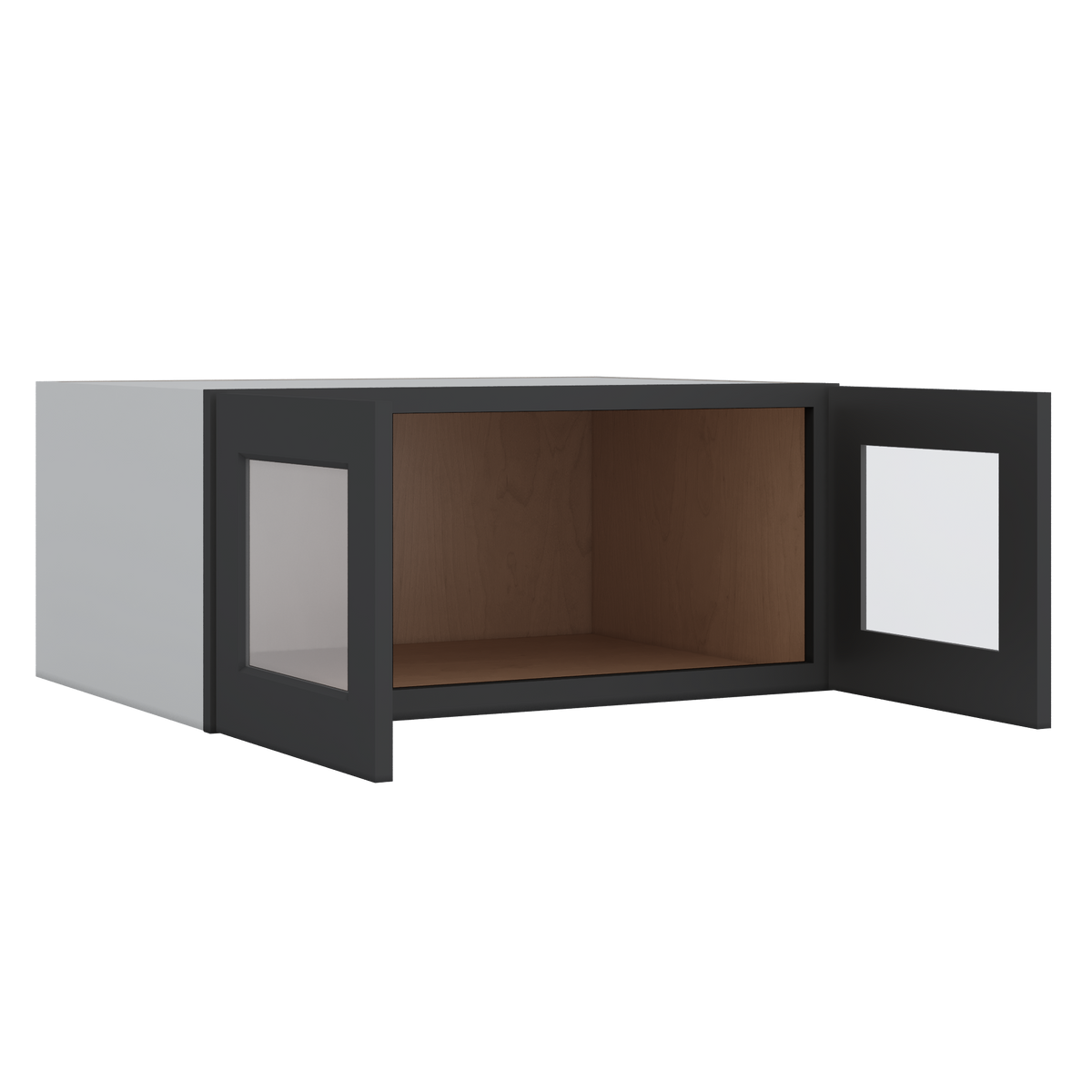 33" Wide Bridge 15HNS Hermosa Noir Black Shaker 1-1/4" Overlay Glass Ready Wall Cabinet - Double Door 15" Tall - 24" Deep