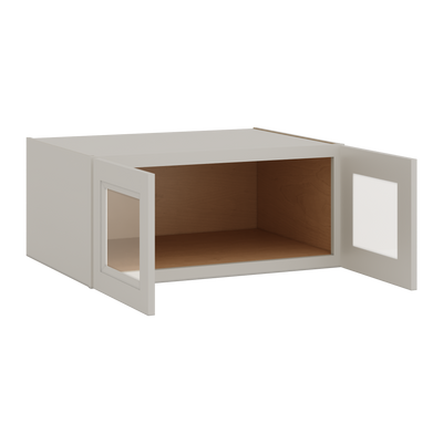 33" Wide Bridge 27LGDS Laguna Gray Double Shaker Glass Ready Wall Cabinet - Double Door 15" Tall - 24" Deep