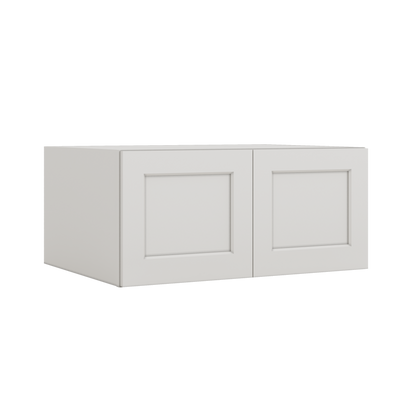 33" Wide Bridge 2WS White Shaker 1-1/4" Overlay Wall Cabinet - Double Door 15" Tall - 24" Deep