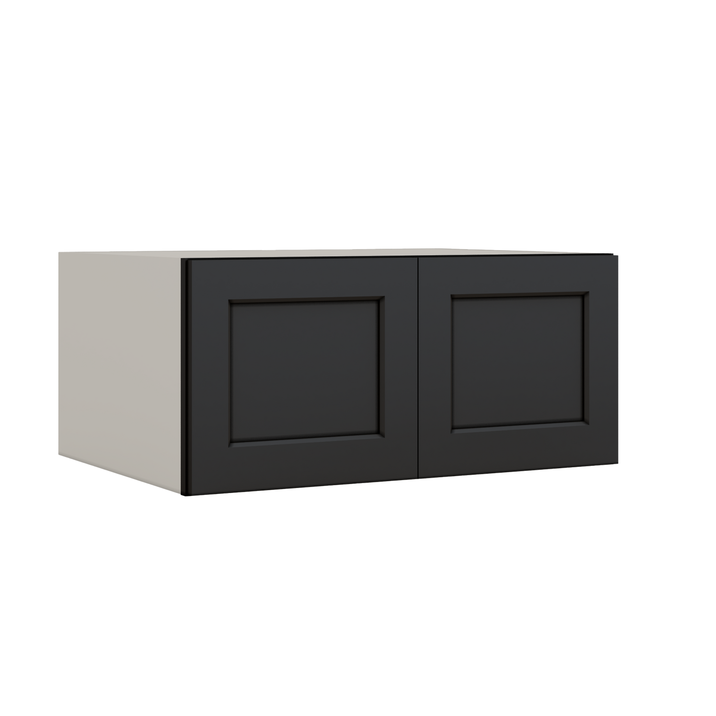33" Wide Bridge 15HNS Hermosa Noir Black Shaker 1-1/4" Overlay Wall Cabinet - Double Door 15" Tall - 24" Deep