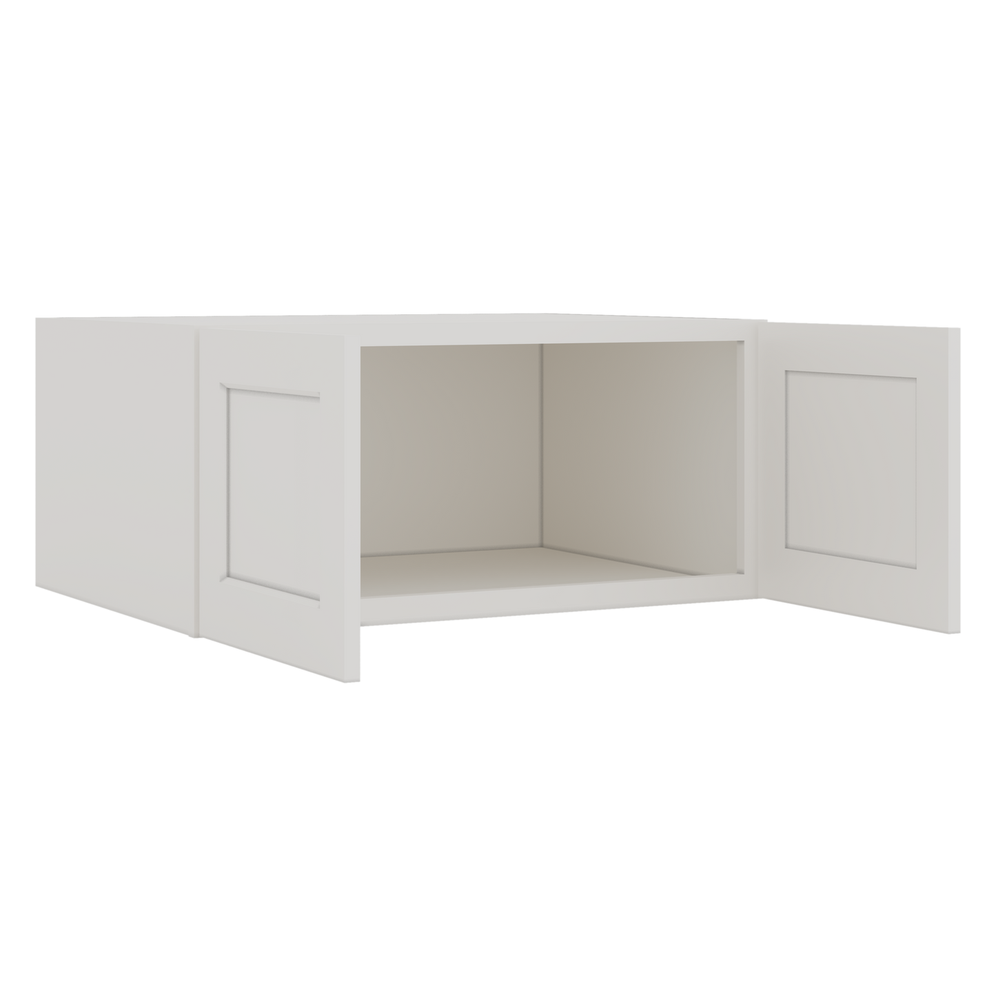 33" Wide Bridge 2WS White Shaker 1-1/4" Overlay Wall Cabinet - Double Door 15" Tall - 24" Deep