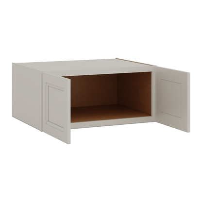 33" Wide Bridge 27LGDS Laguna Gray Double Shaker Wall Cabinet - Double Door 15" Tall - 24" Deep