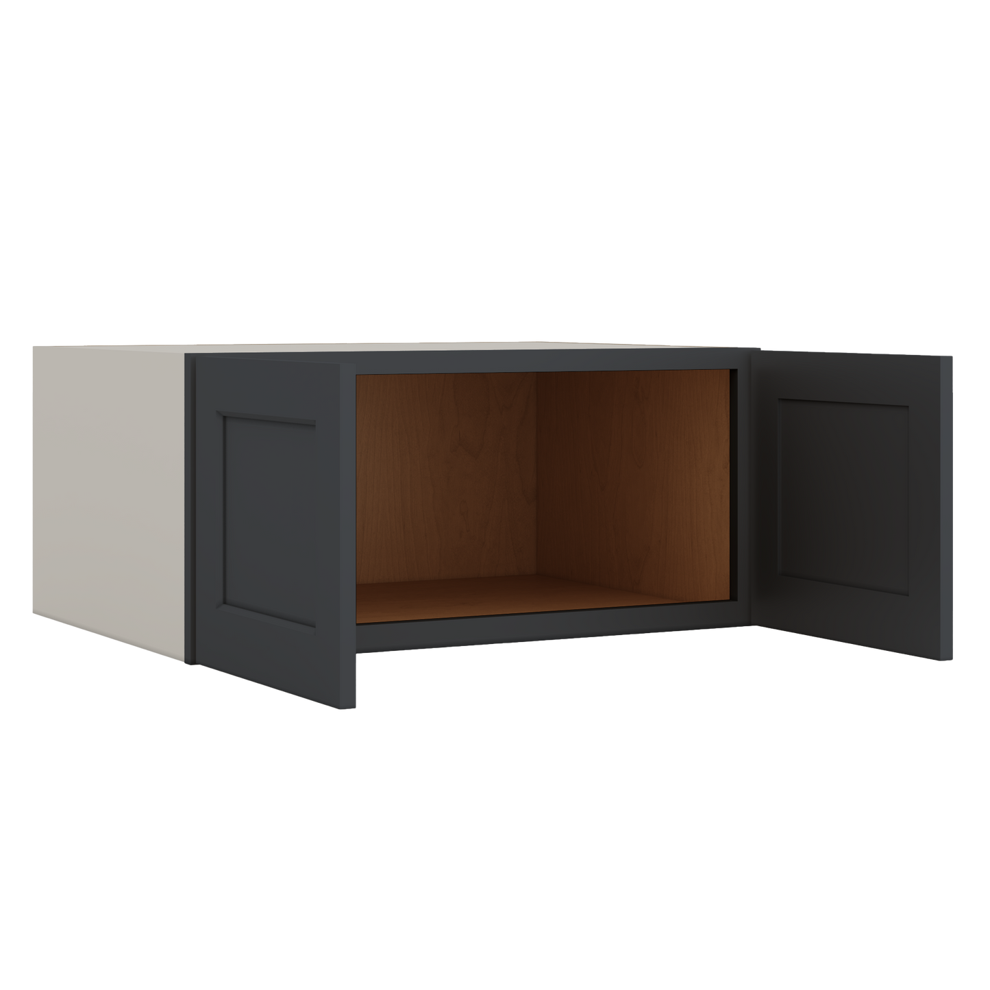 33" Wide Bridge 15HNS Hermosa Noir Black Shaker 1-1/4" Overlay Wall Cabinet - Double Door 15" Tall - 24" Deep