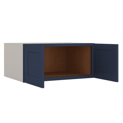 33" Wide Bridge NB29- Naval Blue Shaker 1-1/4" Overlay Wall Cabinet - Double Door 15" Tall - 24" Deep