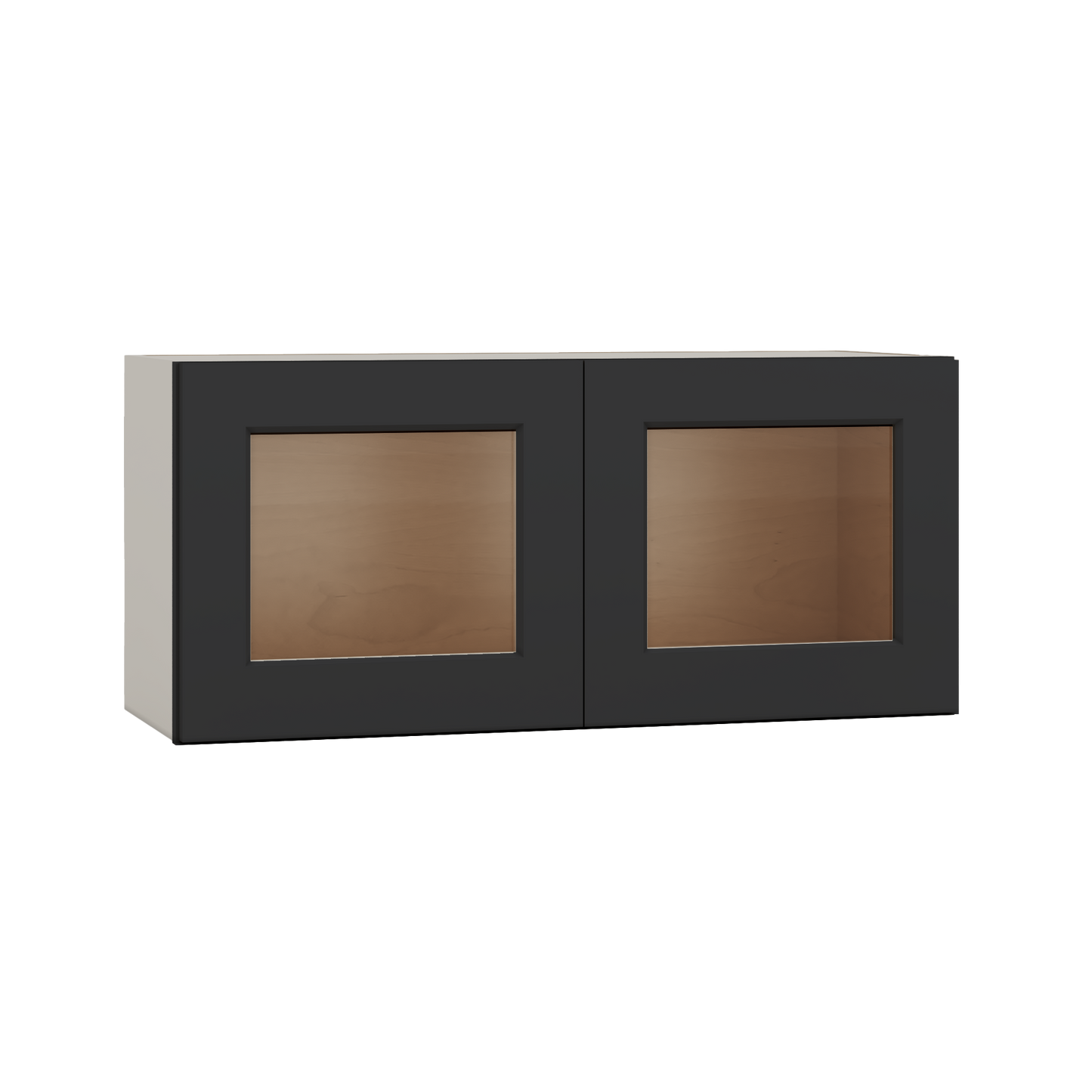 15" Tall 15HNS Hermosa Noir Black Shaker Stackable Glass Ready Wall Cabinet - Double Door 24", 27", 30", 33" & 36" Wide