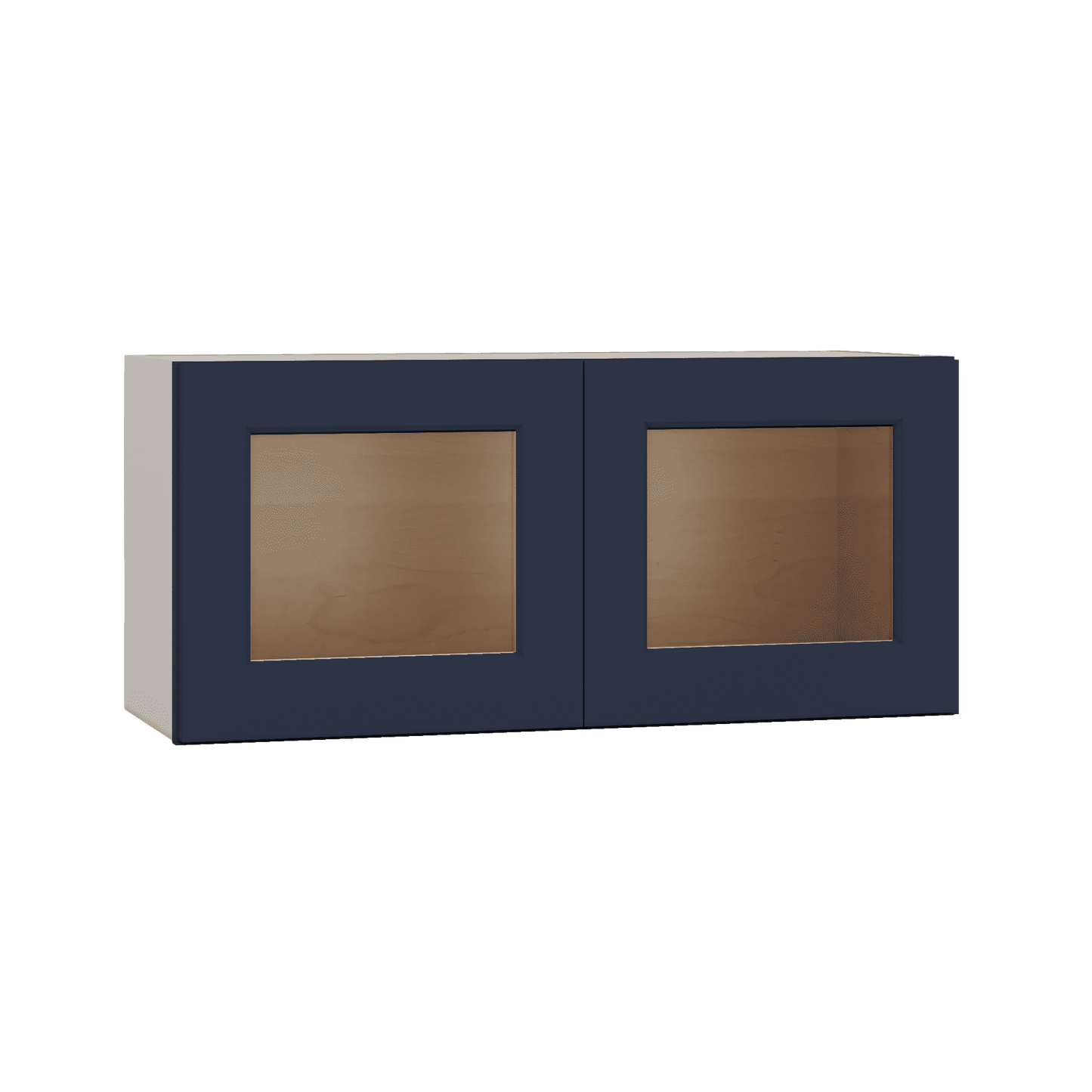 15" Tall NB29- Naval Blue Shaker Stackable Glass Ready Wall Cabinet - Double Door 24", 27", 30", 33" & 36" Wide