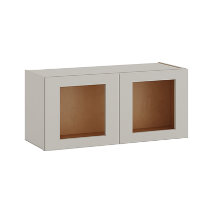 15" Tall 27LGDS Laguna Gray Double Shaker Stackable Glass Ready Wall Cabinet - Double Door 24", 27", 30", 33" & 36" Wide
