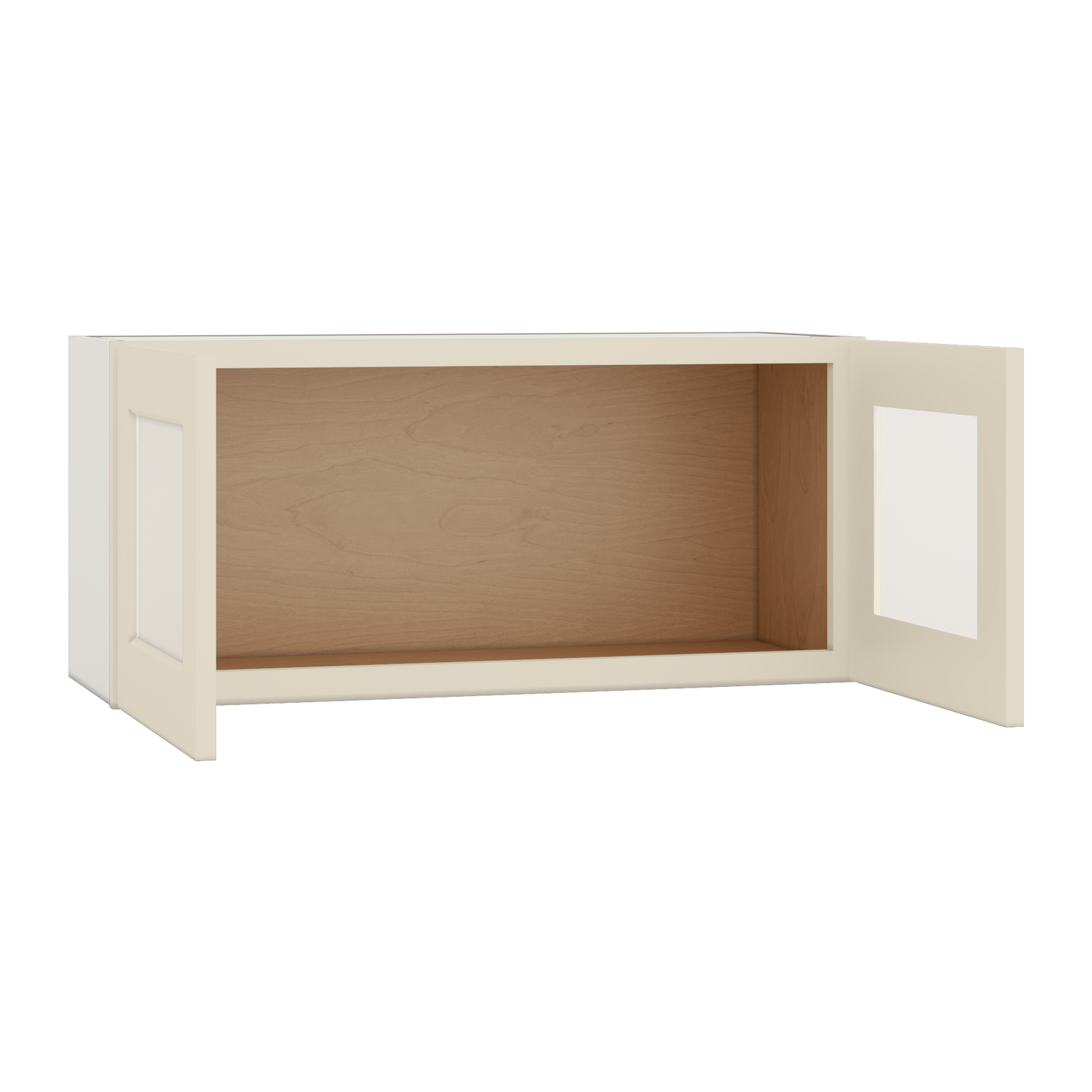 15" Tall Manhattan Cream Shaker Stackable Glass Ready Wall Cabinet - Double Door 24", 27", 30", 33" & 36" Wide