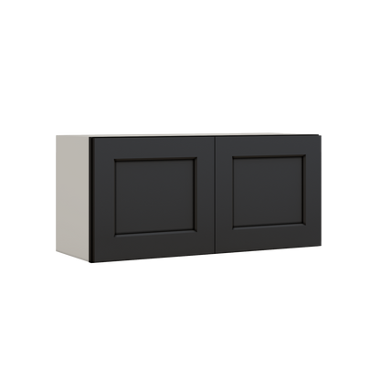 15" Tall 15HNS Hermosa Noir Black Shaker Stackable Cabinet - Double Door 24", 27", 30", 33" & 36" Wide