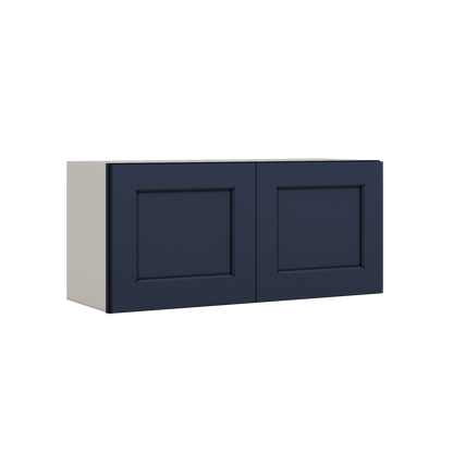 15" Tall NB29 Naval Blue Shaker Stackable Cabinet - Double Door 24", 27", 30", 33" & 36" Wide