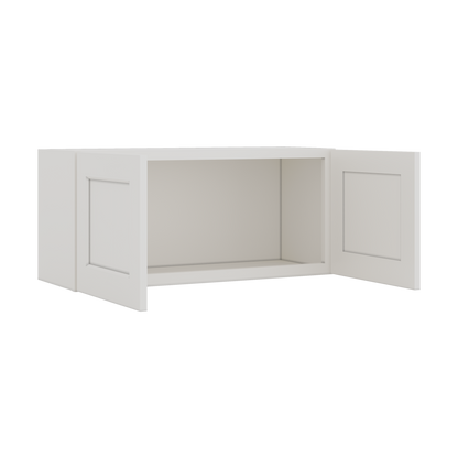 15" Tall 2WS White Shaker Stackable Cabinet - Double Door 24", 27", 30", 33" & 36" Wide