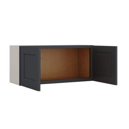 15" Tall 15HNS Hermosa Noir Black Shaker Stackable Cabinet - Double Door 24", 27", 30", 33" & 36" Wide