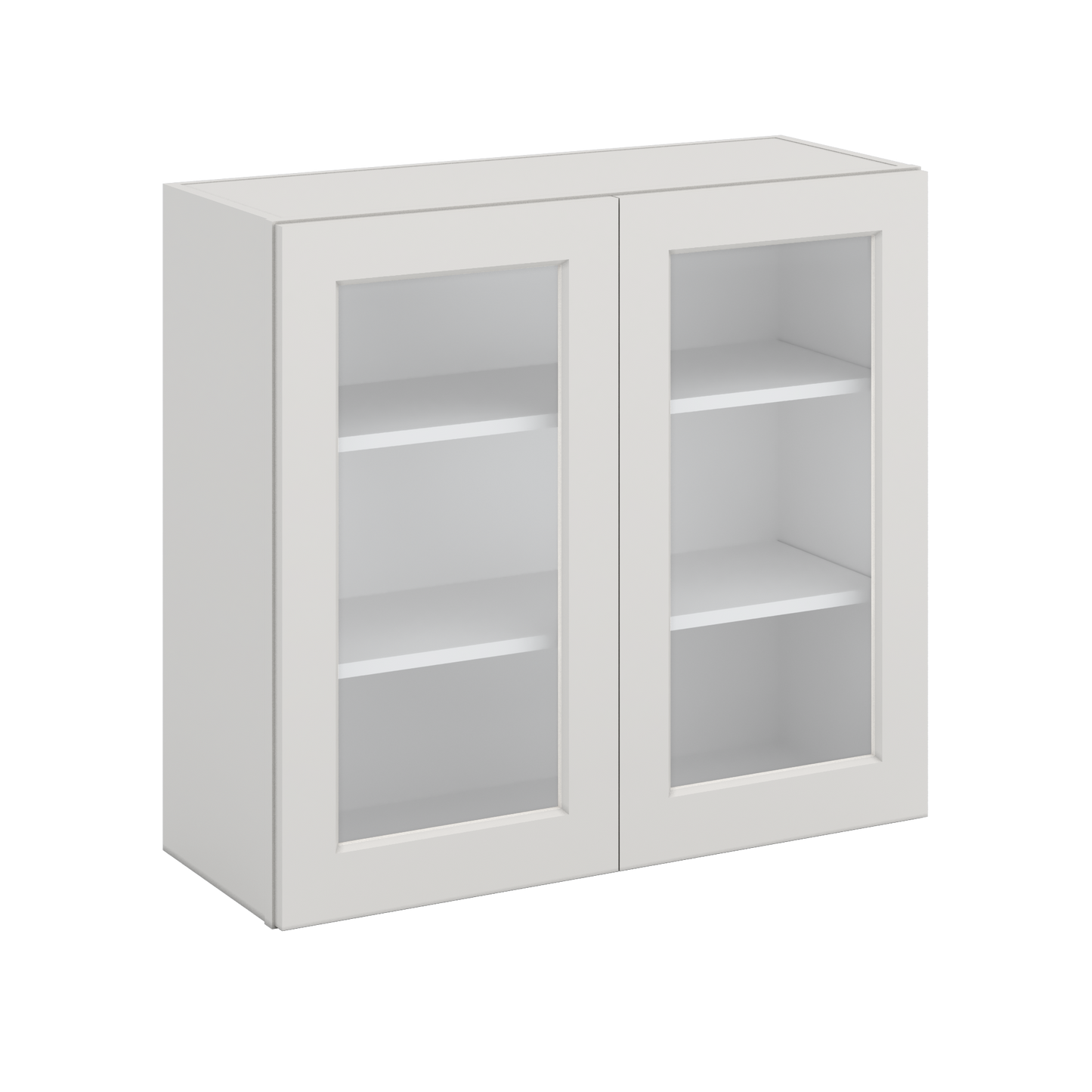 30" Tall 2WS White Shaker 1-1/4" Overlay Glass Ready Wall Cabinet - Double Door 24", 27", 30", 33" & 36" Wide