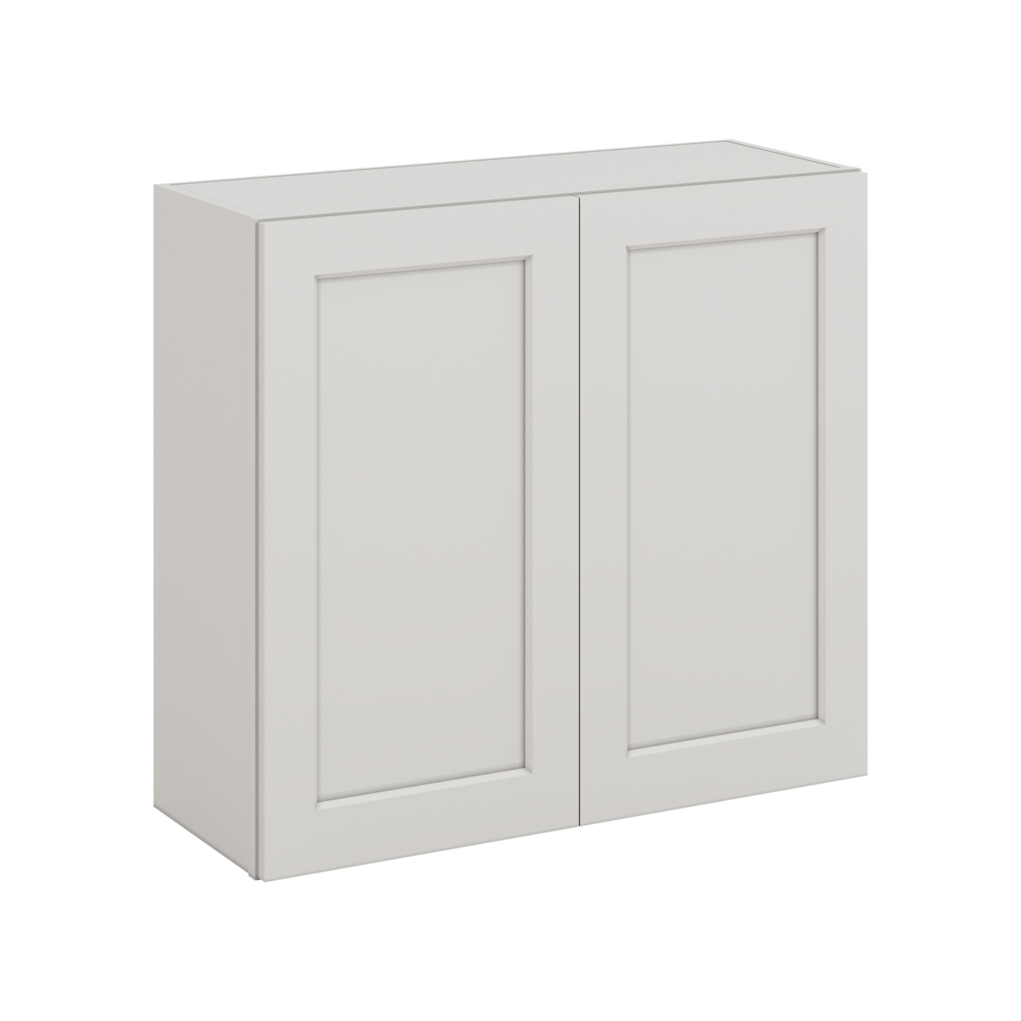 30" Tall 2WS White Shaker 1-1/4" Overlay Wall Cabinet - Double Door 24", 27", 30", 33" & 36" Wide