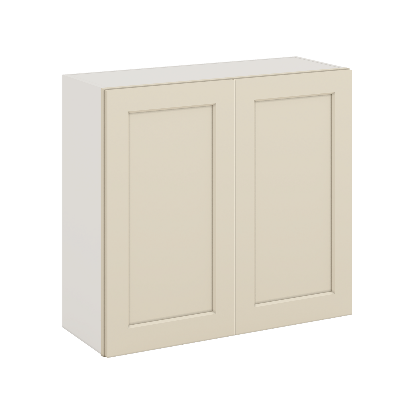 30" Tall Manhattan Cream Shaker 1-1/4" Overlay Wall Cabinet - Double Door 24", 27", 30", 33" & 36" Wide