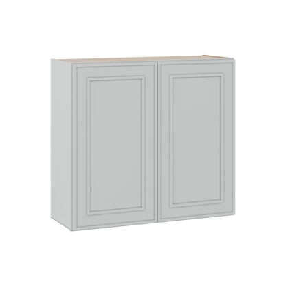30" Tall Double Door 24", 27", 30", 33" & 36" White Elegant Oak Craftsman Shaker 1-1/4" Overlay Wall Cabinet