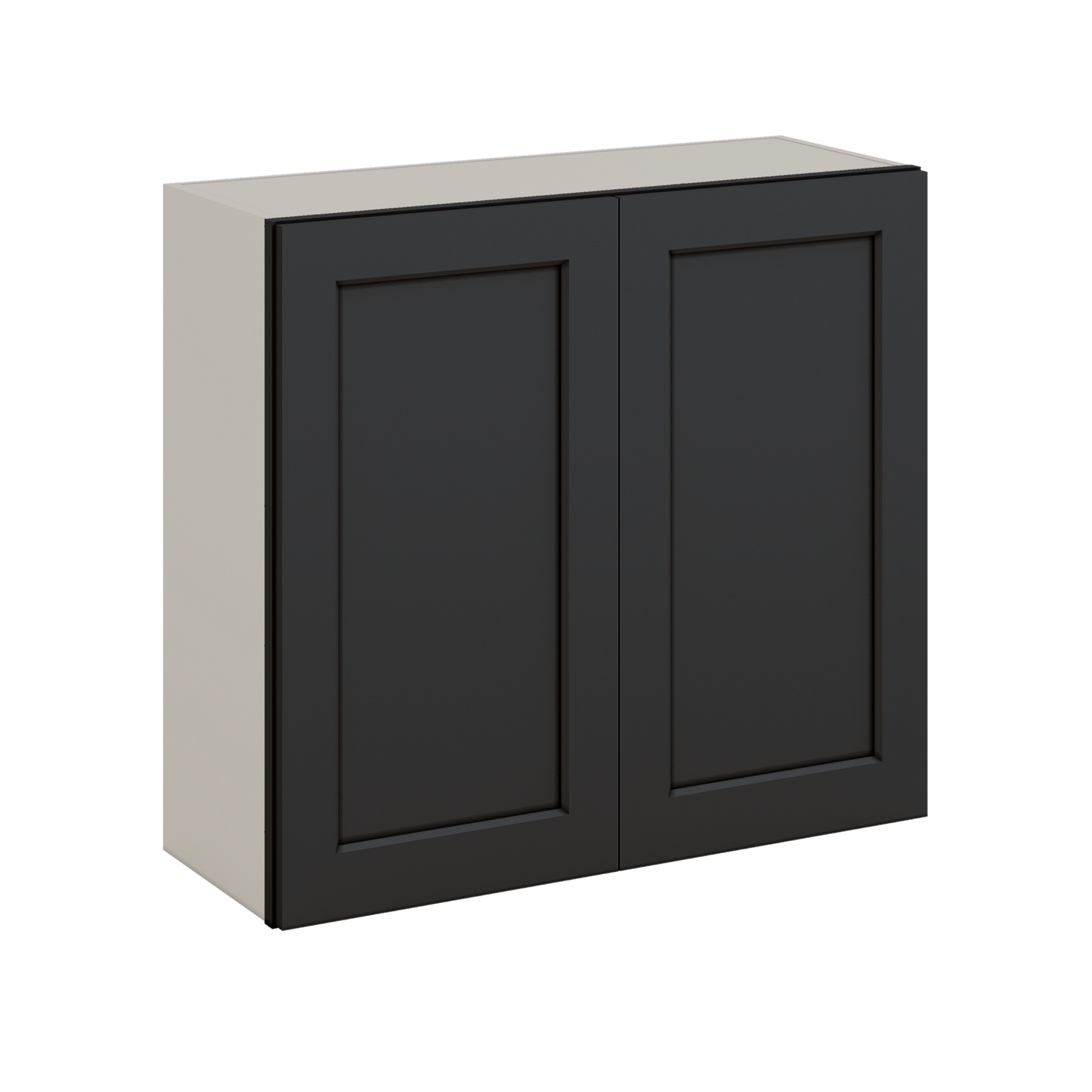 30" Tall 15HNS Hermosa Noir Black Shaker 1-1/4" Overlay Wall Cabinet - Double Door 24", 27", 30", 33" & 36" Wide