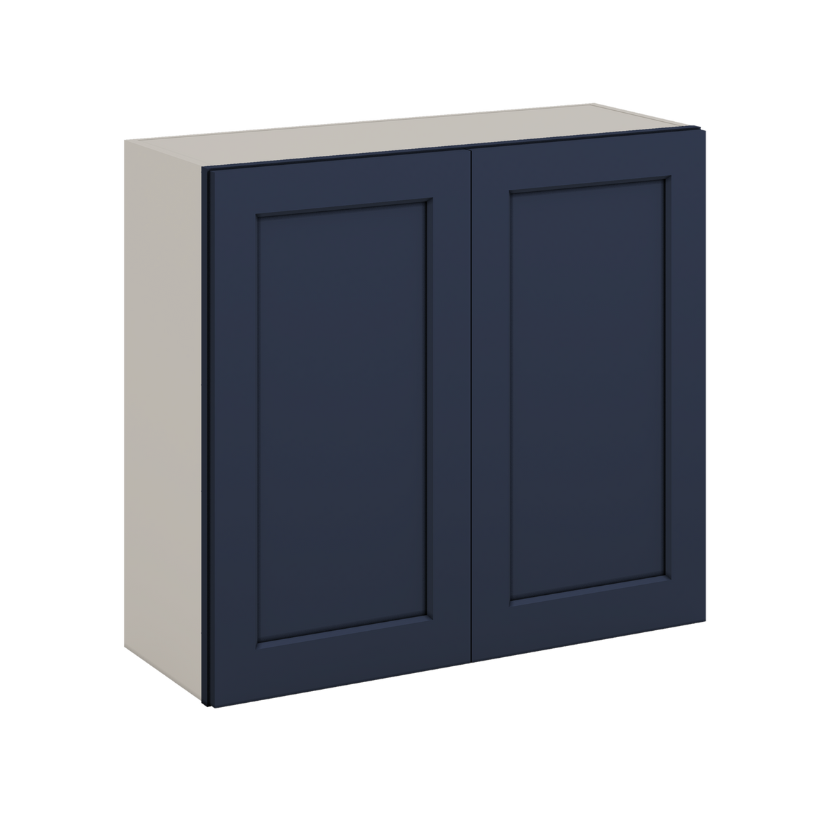 30" Tall NB29- Naval Blue Shaker 1-1/4" Overlay Wall Cabinet - Double Door 24", 27", 30", 33" & 36" 42" Wide