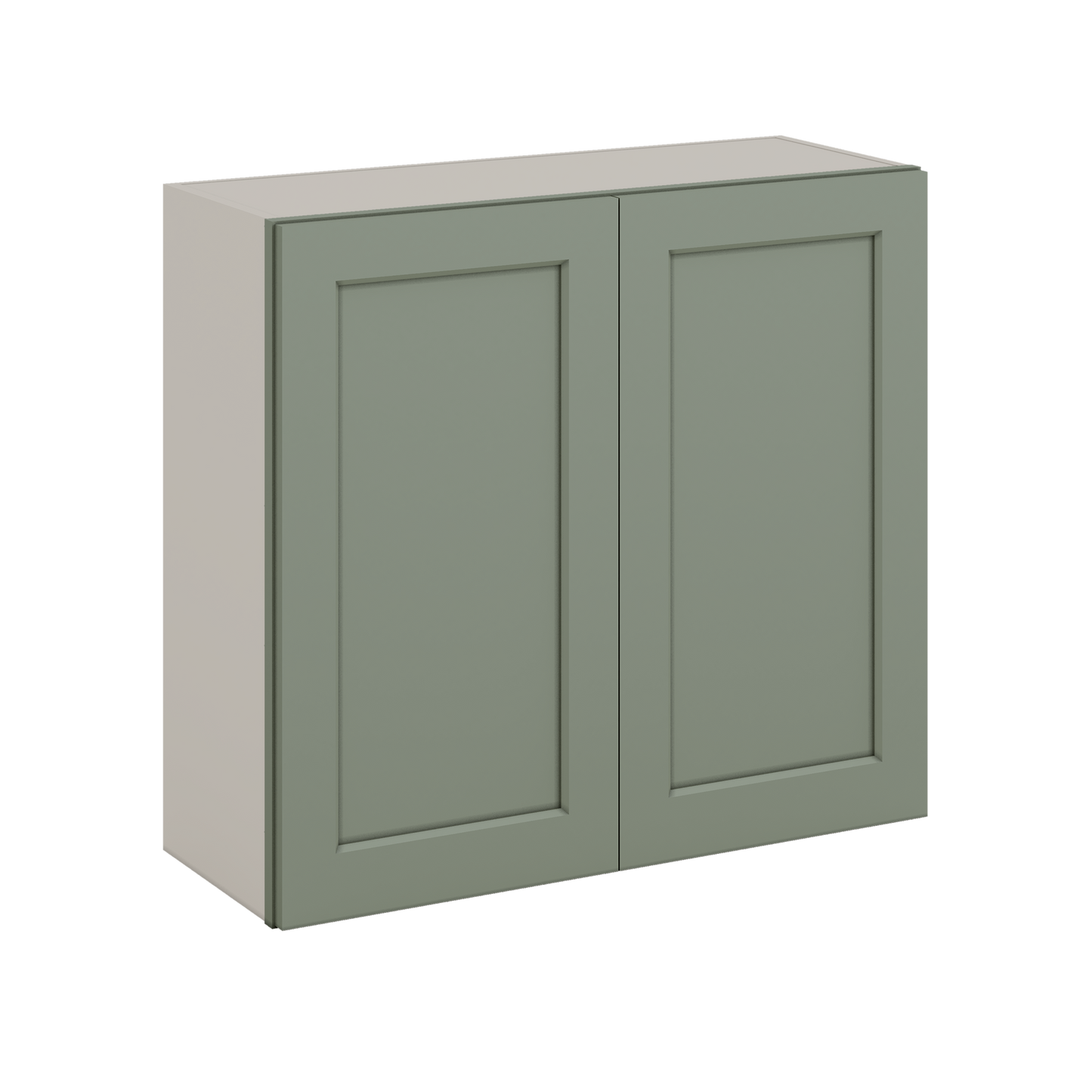 30" Tall Green Shaker 1-1/4" Overlay Wall Cabinet - Double Door 24", 27", 30", 33" & 36" Wide