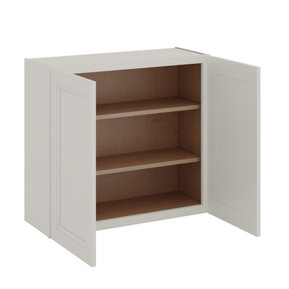 30" Tall 27LGDS Laguna Gray Double Shaker Wall Cabinet - Double Door 24", 27", 30", 33" & 36" Wide