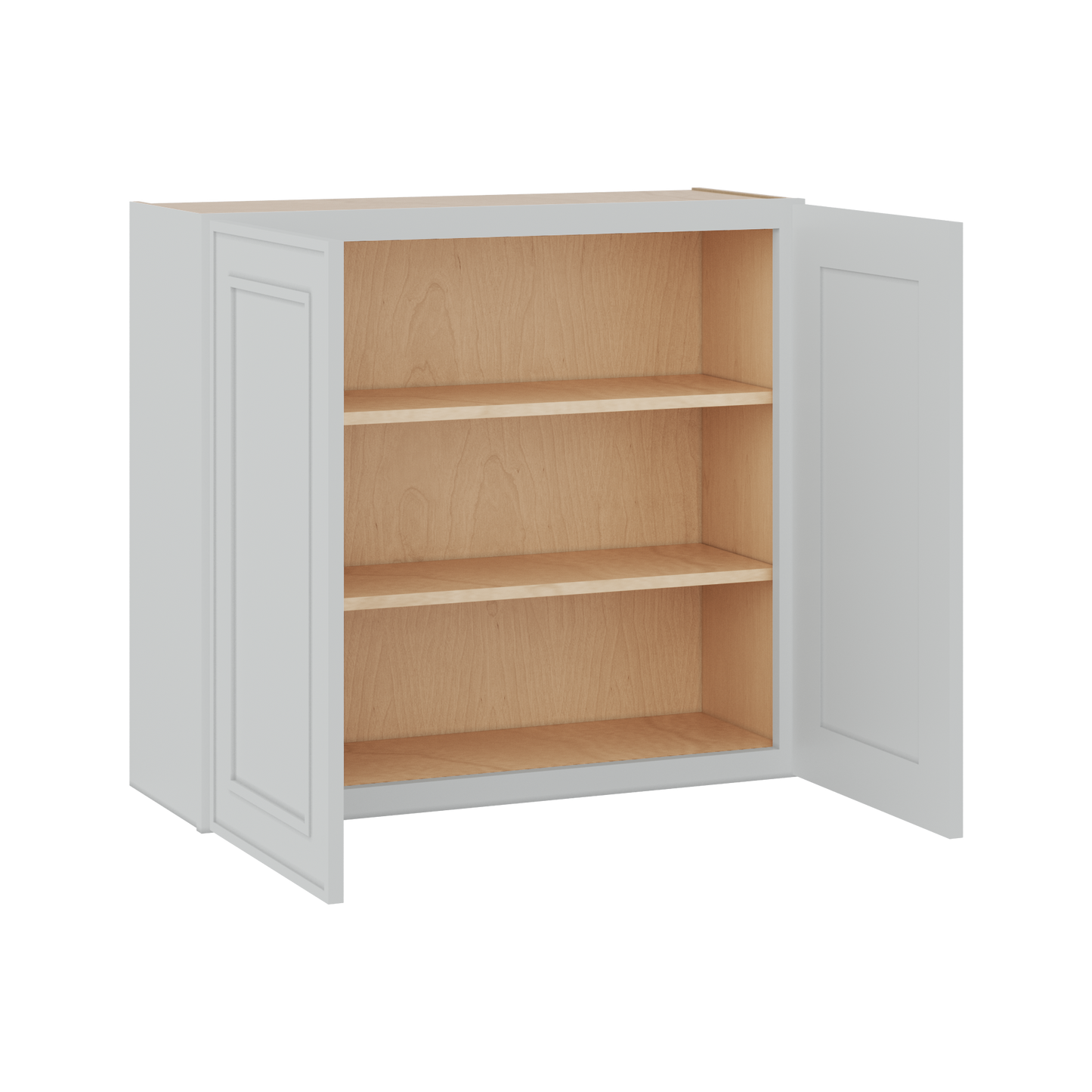 30" Tall Double Door 24", 27", 30", 33" & 36" White Elegant Oak Craftsman Shaker 1-1/4" Overlay Wall Cabinet
