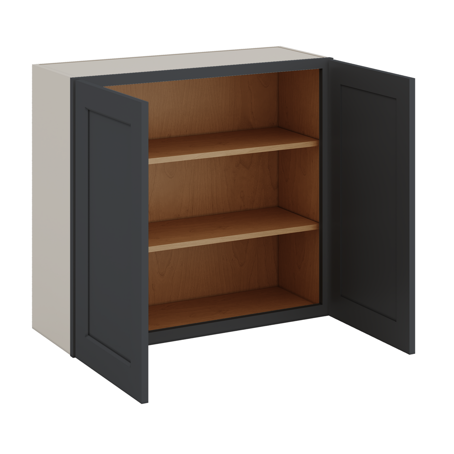 30" Tall 15HNS Hermosa Noir Black Shaker 1-1/4" Overlay Wall Cabinet - Double Door 24", 27", 30", 33" & 36" Wide